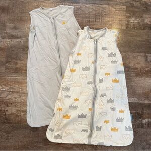 Baby Cotton Sleep Sacks Set of Two Unisex Gender Neutral Size 6-12 Months Crowns